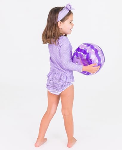 RuffleButts Baby/Toddler Girls Long Sleeve Rash Guard UPF50+ Sun Protected Bikini Swimsuit3
