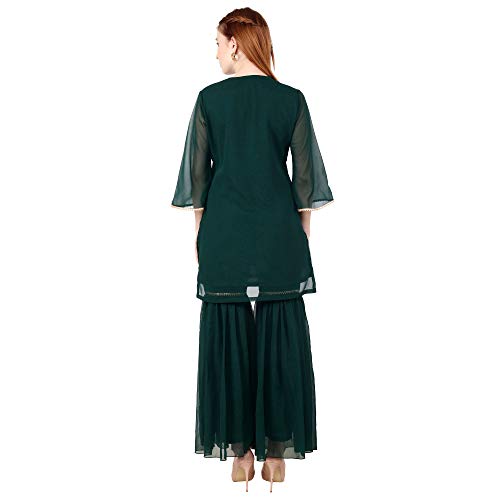 Image of POPWINGS Casual V-Neck Georgette Garara Set for Women