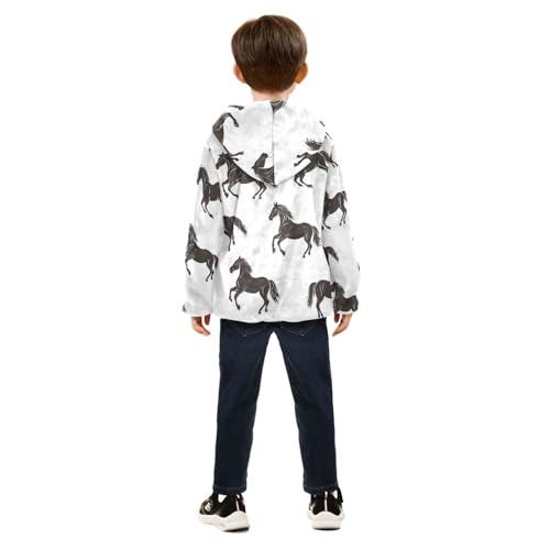 Horse Silhouette Girls Fleece Jacket Girls Fall Jacket Girls Zip Up Hoodie Girls Sherpa Jacket 2-10T4