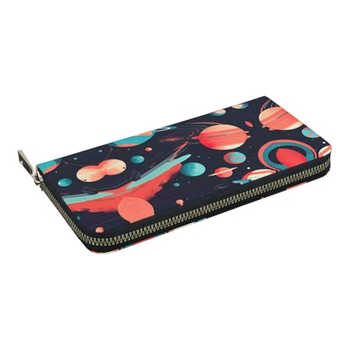 Space Planets Print Women Wallet Trendy Travel-Friendly 7.9X3.9in Casual Clutch Purse Gift for Ladies2