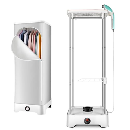 ZGYOZMNG Secadora de Vapor, Plancha y Planchado a Vapor con Temporizador automático, Elimina Arrugas rápidamente y Percha eléctrica Plegable para Ropa y Telas.