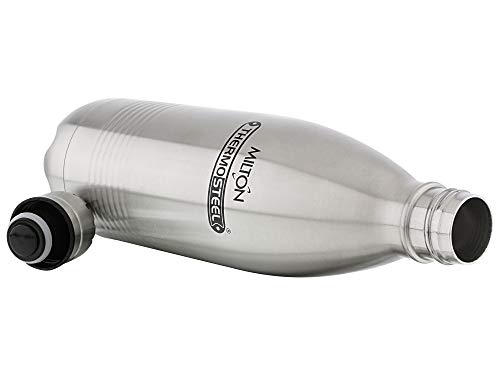 Image of milton duo deluxe 1000 thermosteel 24 hours hot and cold water bottle, 1 litre, silver & Milton Thermosteel Duo Deluxe, 500ml, Steelplain