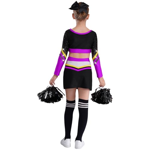 Disfraz de animadora niña 6 años morado y negro miniatura 2