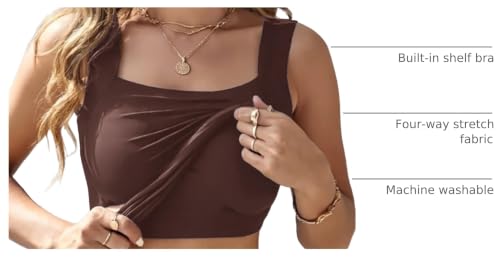 Image of CHICME Womens U Neck Shapewear Built-in Bra Tank High Strechy Sleeveless Slim Fit Tops Camisole Workout Tops