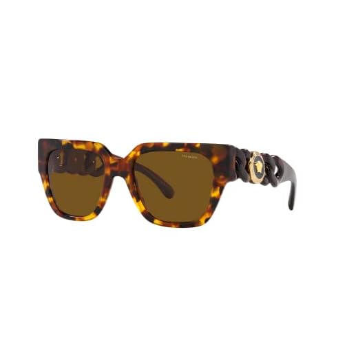 Versace Óculos de sol feminino armação preta, lentes cinza escuro, 53 mm, Havana, Small
