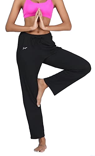 Jorlyen Women's Yoga Pants Long Modal Comfy Drawstring Trousers Loose Straight-Leg for Yoga Running Sporting with Pockets3