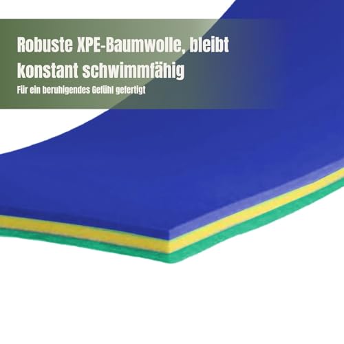 Harilla Schwimmende Wassermatte, Treibende Matratzendecke, Reißfestes Schwimmfloß, Schwimmmatte für Draußen, Bett, Schwimmende Unterlage Zum Bootfahren, Blau Grün Gelb