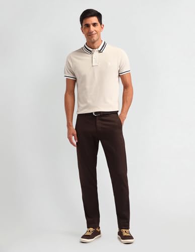 Image of U.S. Polo ASSN. Solid Slim Fit Polo T Shirts for Men - 100% Cotton, Half Sleeves Mens Tshirt