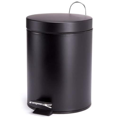 MSV 5 L Papelera Negra 5L, Acero Inoxidable, 2 cm Cover