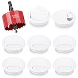 8Pcs Desk Grommet with Hole Saw,60mm Cable Wire Grommet Computer Grommet Wire Hole Cover Wire Organizer Round for Home and Office Table Cable Cord Management (White)