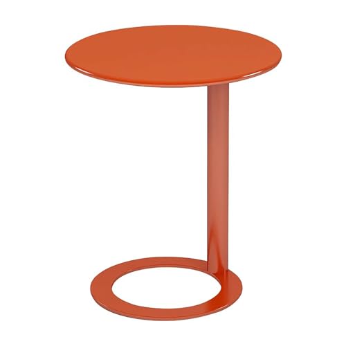 Mesa auxiliar en C de metal naranja para espacios reducidos 2