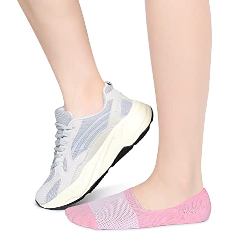 Henwarry Women\'s Thick Cushion Low Cut Cotton Socks Athletics Mesh No Show Socks-5 Pairs (US, Numeric, 6, 10, Regular, Regular, A06-Multicoloured)