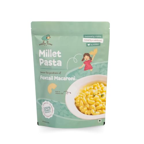 Image of Hungrybums Foxtail Macaroni Pasta with Tastemaker - Pack of 4 (180gm each) | Sun Dried, Vegan Macaroni | Rich in Magnesium and Vitamin B12 | No Maida Pasta | No MSG, No Preservative