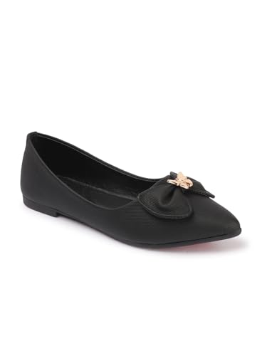 Image of Carlton London Elegant Bow Ballet Flats - Comfortable & Chic Everyday Shoes