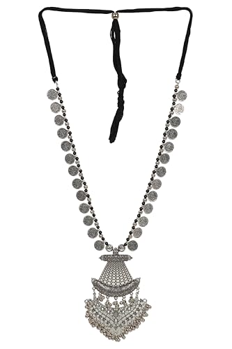 Designer Statement Afghani Antique Oxidised Silver Indian Party Ethnic Tassel Coins Tribal Gypsy Necklace Jewelry Set Women3