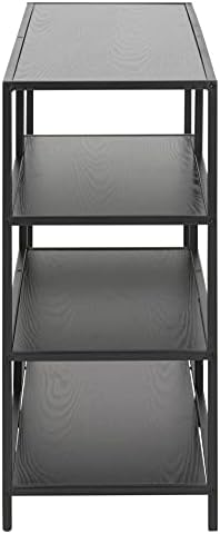 Amazon Brand - Movian 3-Shelf Bookcase with Melamine Shelves and Metal Base, 78 x 35 x 114 cm, Ash Black