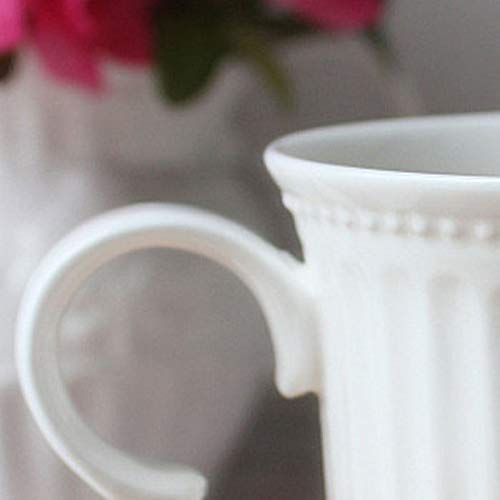 Duży kubek do kawy Kubek Ceramiczny kubek na wodę z porcelany kostnej Filiżanka do kawy Prosty kreatywny styl pałacowy Wytłoczony czysty biały kubek do mleka Duża pojemność