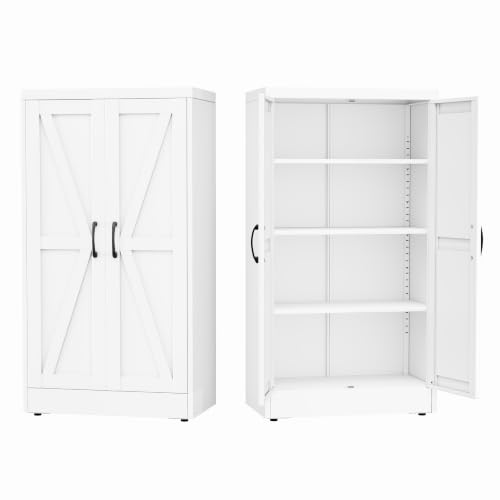 Image of GAIOUS 43.3'' Tall Kitchen Pantry Cabinet, White Metal Storage Cabinet