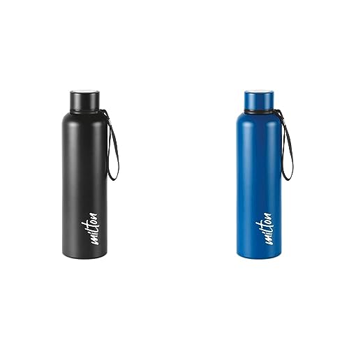 Image of Milton Aura 1000 Thermosteel Bottle, 1.05 Litre, Black & Milton Aura 1000 Thermosteel Bottle, 1.05 Litre, Dark Blue