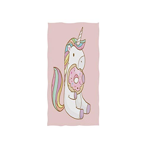 Mnsruu Serviette de Bain Souple Motif Licorne Mangeant Donut Serviette de Sport 76 x 38 cm