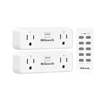 Remote Control Outlet with 4 Independent Control Sockets, WILAWELS Wireless Remote Light Switch for Christmas Tree Lights, String Lights, 15A/1875W/125V, FCC Certified, One Remote for 4 Plugs