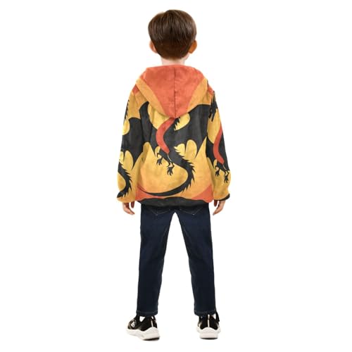 Sunset Dragon Girls Fleece Jacket Girls Fall Jacket Girls Zip Up Hoodie Girls Sherpa Jacket 2-10T4