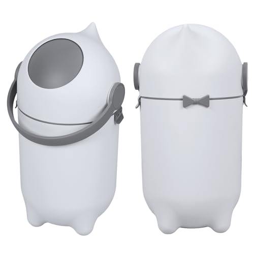 Diaper Pail Airtight Lid, Odor Control Diaper Bin Nursery Trash Can 15 Liter 4 Gallon, Baby Diaper Disposal Container Holds 16 Diapers, Plastic Diaper Waste Bin for Nursery Bathroom Bedroom (White)