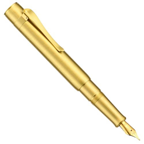 Image of Hongdian M2 Black Forest Mini Fountain Pen, Fine Soft Golden Nib & Sleek Shape Brass Short Pocket Travel Pen (Glossy Brass)