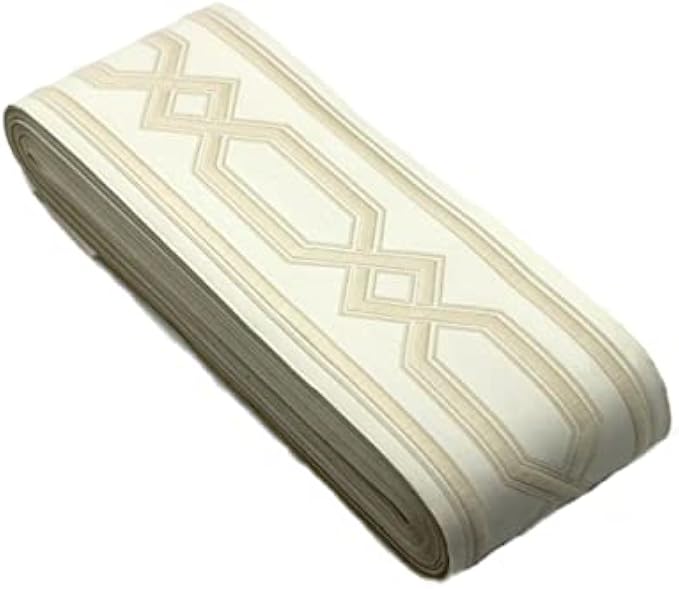 16 Yards Length 3.93 inch Width Cream Jacquard Ribbon Trim Jacquard Trims for Your Drapes Curtains Drapery Banding Tape Upholstery Fabric 178-V1