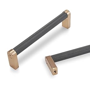 10 Pack 5 inch(128mm) Black and Champagne Bronze Kitchen Cabinet Handles Knurled Cabinet Pulls Black Drawer Pulls Kitchen Cabinet Hardware Handles Dresser Handles
