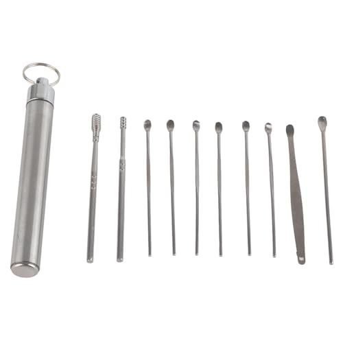 Earwax Removal Kit with Storage Box Stainless Steel Ear Pick Ear Cleansing Tool Set Portable Ear Pick Spoon Ear Wax Removal Tool Kit (Silver)