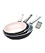 Produktbild Genius Cerafit Trend Pastell Edition Pfannen Set 3 tlg., Pfanne 20 cm, 24 cm, 28cm, Induktion geeignet, beschichtet zum Braten, Kochen für Fleisch, Gemüse, Pancake, Crepe