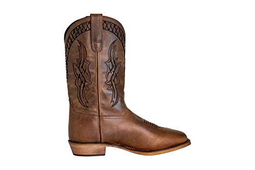 TuffRider Men's Grand Canyon Wide Square Toe Western Boot- Brown-With Free Assorted Striped Socks3