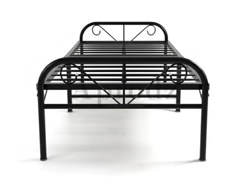 Image of APRODZ Metal Folding Bed Single Size for Sleeping Guest Bed Easily Storable Black Powdercoated (Single, 2.5ft x 6ft)