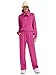 Casly Lamiit 2 Piece Outfits for Women Trendy Sweatsuits Matching Lounge Set 1/2 Zip Lapel Sweatshirt Jogging Sweatpants Athletic Tracksuit Rose Pink XS