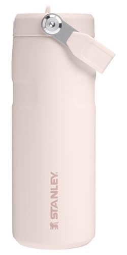 Stanley IceFlow Flip Straw 2.0 Water Bottle 16 oz | Built-In Straw with Larger Opening | Lightweight and Leak Resistant | Insulated Stainless Steel | BPA-Free | Rose Quartz