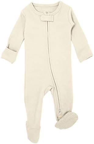 L'ovedbaby Organic Baby Zipper Footie (0-3 Months, Beige)