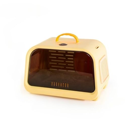 Angoda ペットキャリー ハードケース ダブルドア 軽量設計 通気性メッシュ コンパクト収納 車載利用 手提げ肩掛け 中型大型猫 小型犬 小動物 通院 旅行 避難 アウトドア (ベージュ)