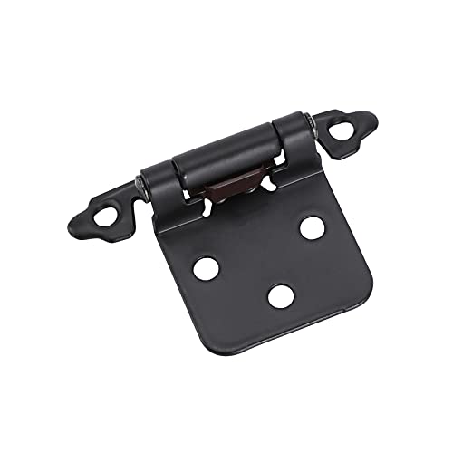 Overlay Cabinet Hinges 1/2 Inch 20 Pack (10 Pairs) Face Mount (Matte Black, Screws Included) #TOP5