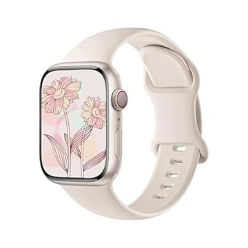 Pulseira esportiva de silicone exclusiva compatível com Apple Watch de 40 mm, 38 mm, 41 mm, 44 mm, 45 mm, 42 mm e 49 mm pulseira macia à prova d'água patentiada xsmart® para iWatch séries SE Ultra 9, 8, 7, 6, 5, 4, 3, 2 e 1 (38/40/41 MM, Bege/starlight)