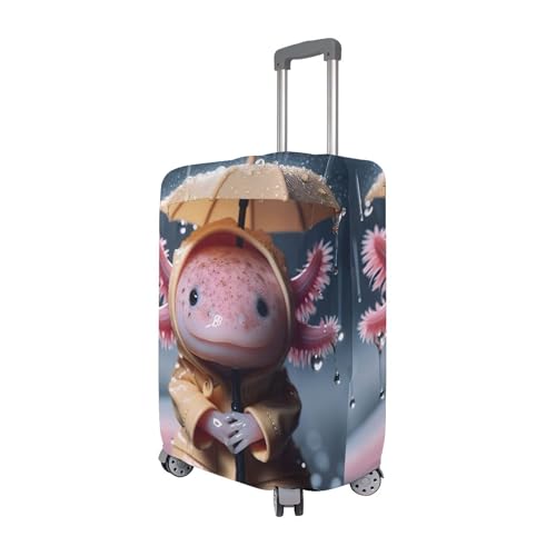 Cute Axolotl Animal Print Suitcase Cover Custom Luggage Protector Personalized Travel Suitcase Accessories Suit Case, M, Fits 22-24 Inch Case3