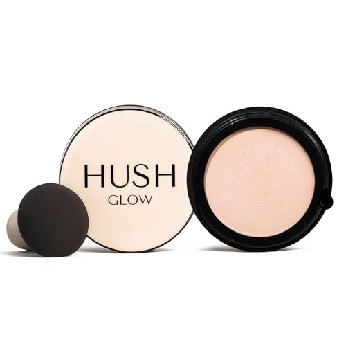 Hush Glow™ Foundation Cushion SPF 30 – Skincare-Infused Lightweight Foundation with Mushroom Applicator for Mature Skin, Hyaluronic Acid & Peptides, Buildable Natural Coverage, Non-Cakey Finish-Ivory