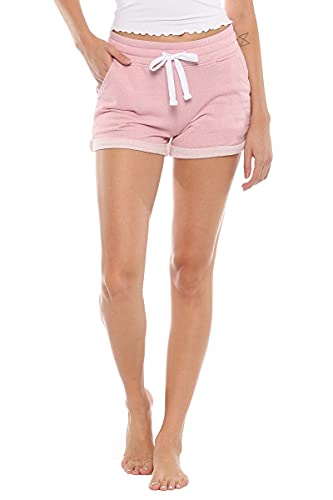 Urban Look Womens French Terry Casual Lounge and Workout Sweat Shorts (Small, A Mauve Pink)