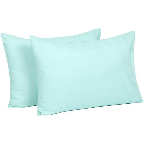 Image of Travel Pillowcase 12x16 500 Thread Count Egyptian Cotton Set of 2 Toddler Pillowcase Zipper Closer 100% Egyptian Cotton (Toddler Travel 12x16 Zipper, Aqua Blue)