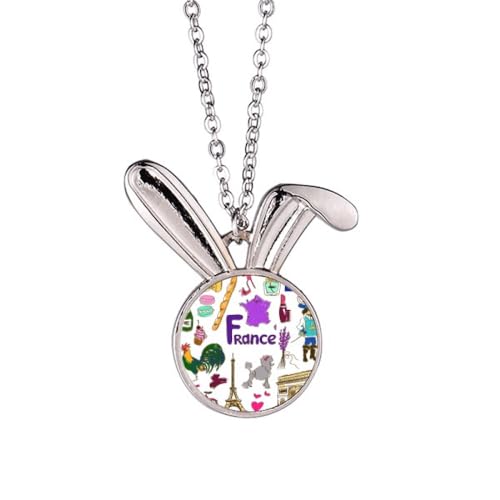 Collier drapeau France anti-ternissement, bijou lapin résistant au temps