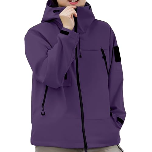 Chaqueta impermeable mujer a prueba viento con diseño softshell suelto 4