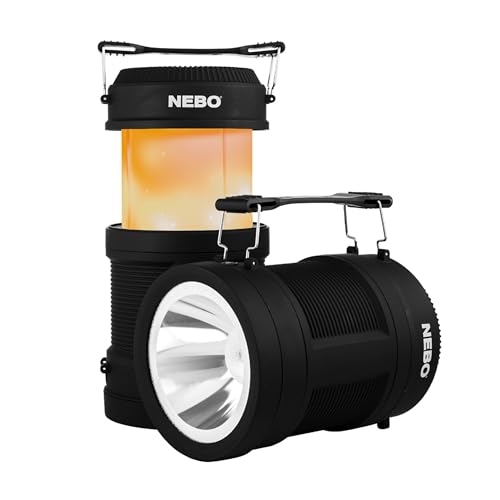 NEBO Big Poppy - 300 Lumen Portable Torch Lantern - 4 Light Modes, Up To 15 Hours Max Battery, 2600mAh Power Bank Charger, USB Charging & Micro USB Cable Included, Lightweight 136g Camping Light