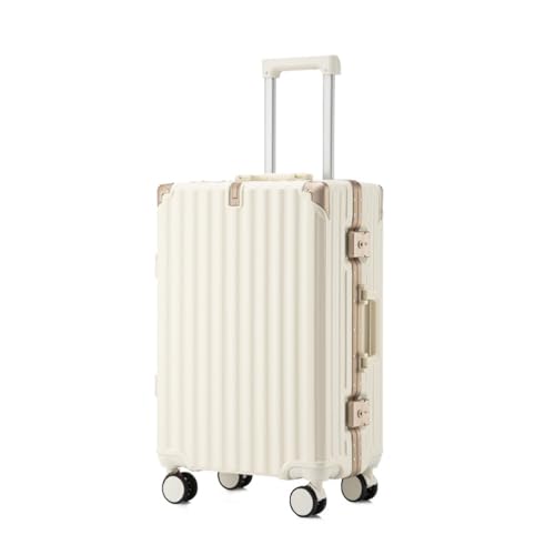 Suitcase Carry on Luggage with Aluminum Frame 20 Inch PC Hardside Lightweight Suitcases with Wheels with Cup Holder,White,20in