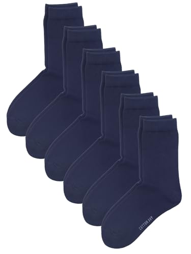 COTTON DAY Unisex Little Kids Youth Boys Girls Soft Cotton Crew Dress Socks Seamless Toe Black White Gray Navy 6 Pack