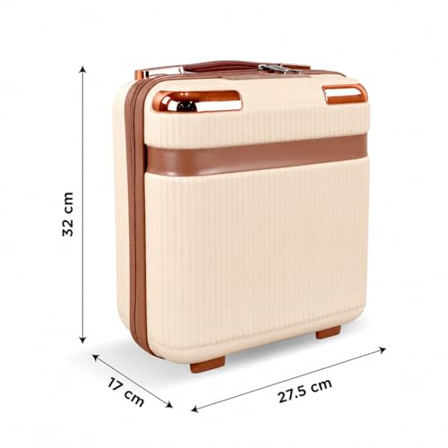 Image of YAGZON Makeup Case Suitcase, Mini Bag, Mini Hard Shell Travel Luggage, Women Portable Water Proof Carrying Suitcase, Organizer Bag, Small Hard Shell Cosmetic Lugge Bag (Off White)